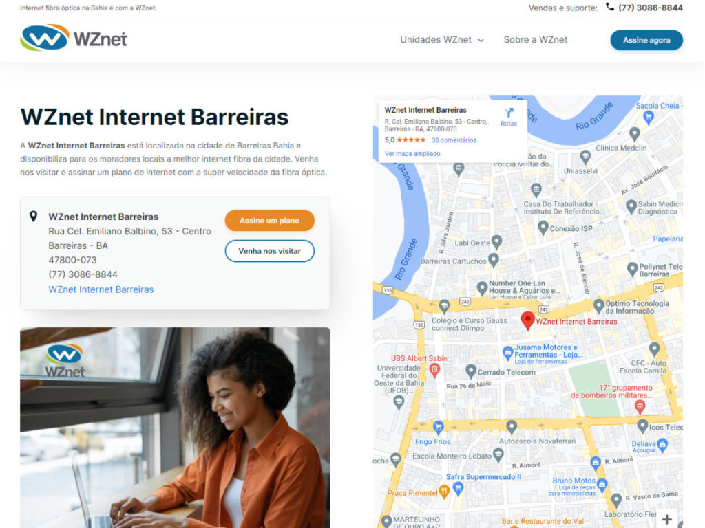 site institucional wznet internet barreiras ba